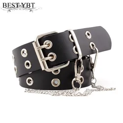 YBT – ceinture en simili cuir pour femmes, avec boucle ardillon, Punk, coupe-vent, mode jean, décoration individuelle, chaîne