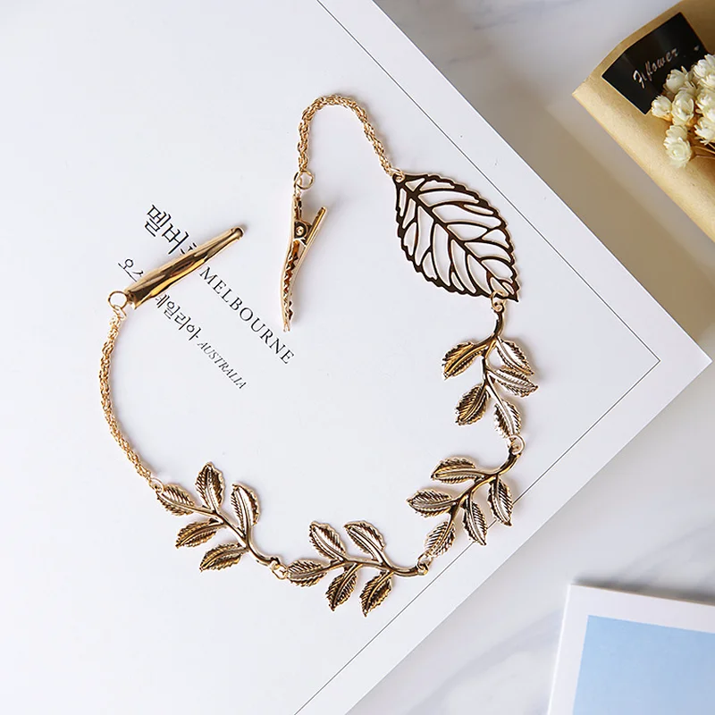 Women\'s sweet New Charm Chain Jewelry metal butterfly leaf hairpin headband Hair Accessories
