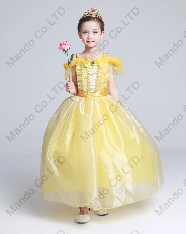 

Kids Fair BELLA Girls Christmas Costumes Long Dresses Beauty and The Beast Cosplay Clothing Children Princess Belle dresses