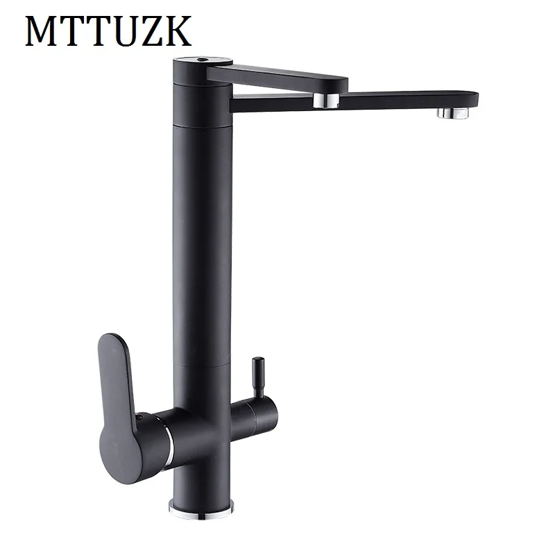 

MTTUZK Brass Hot Cold Pure Water 3 in1 Kitchen Faucet Pure Water Faucet Drinking Water Mixer Tap Double Water Outlet Faucet