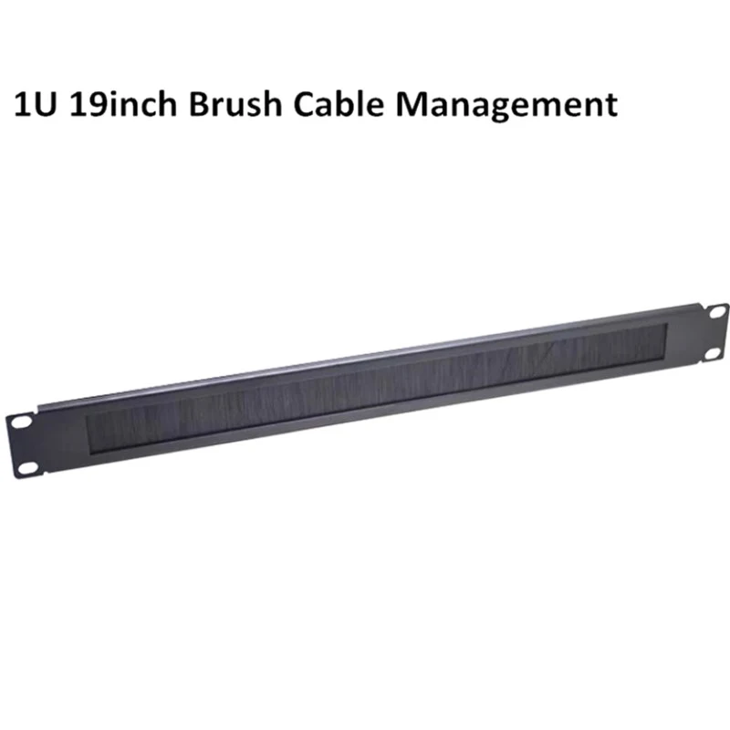 1U 19inch Rack Cable Management Steel Horizontal Brush Strip Server Network Cable Organizer