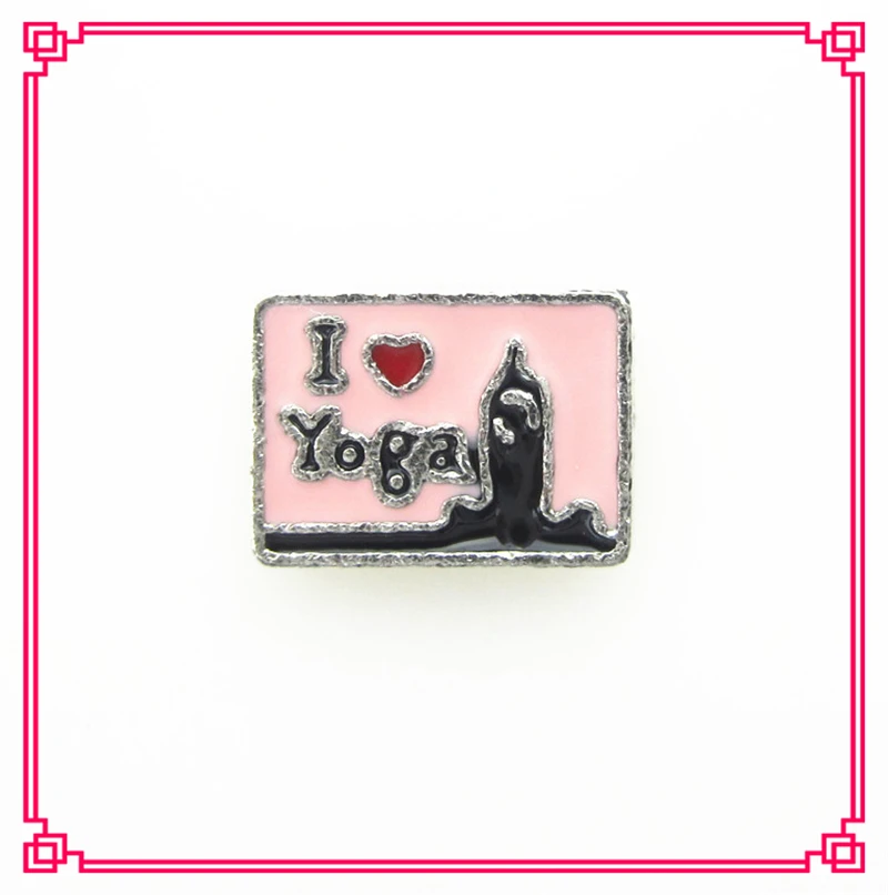 

Wholesale 20pcs/lot I love Yoga Floating Charms Hanging charms Living Glass Memory Lockets DIY Jewelry Charms