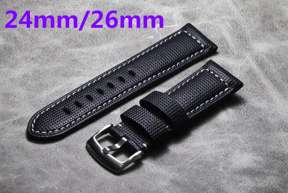 Handmade Men Black Watch Strap 20mm 21mm 22mm 24mm 26mm Vintage Cow Leather Watch Band For Panerai Fossil Seiko Watchband