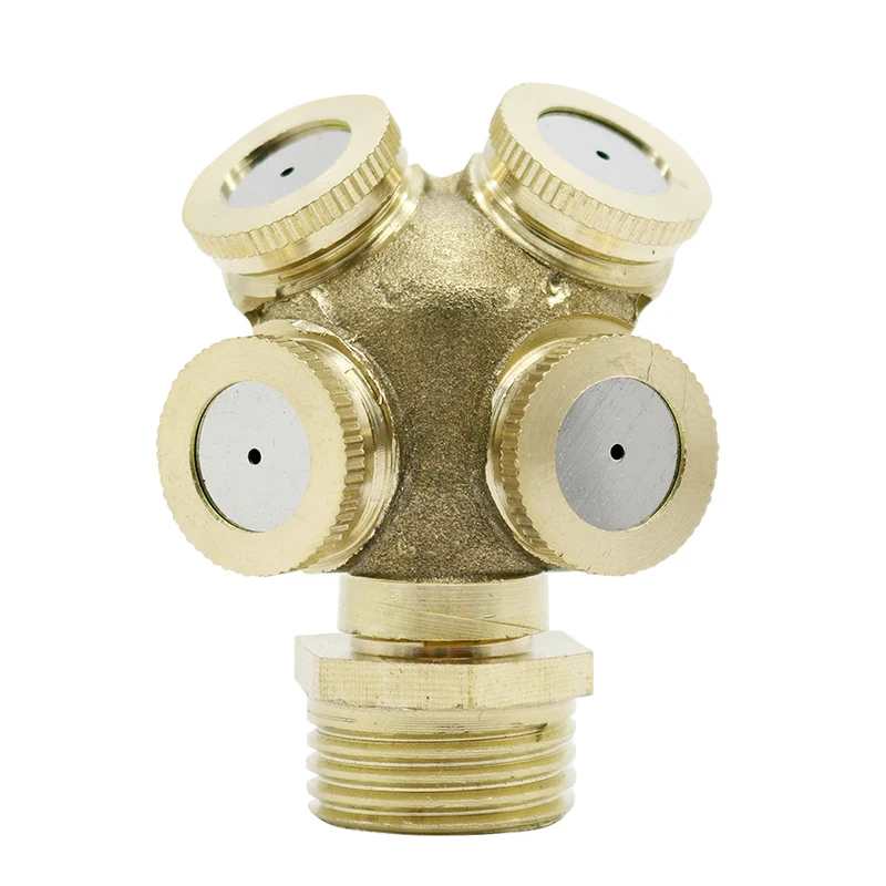 

4 Hole Adjustable Brass Spray Misting Nozzle Garden Sprinklers Irrigation Fitting Jardim Home Watering Garden Tools