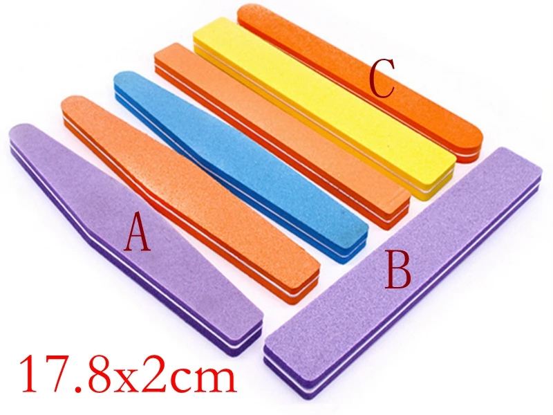 

500pcs/lot Fast shipping Hot Sell Nail Buffer Double Side Diamond Sponge Down polish 17.8x2cm