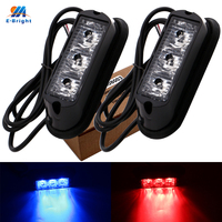 2PCS(1Pair) LED Strobe Flash Light Side Marker Warning Lights Car Daytime Running Lights White Blue Red Yellow 12V 24V 16 Modes