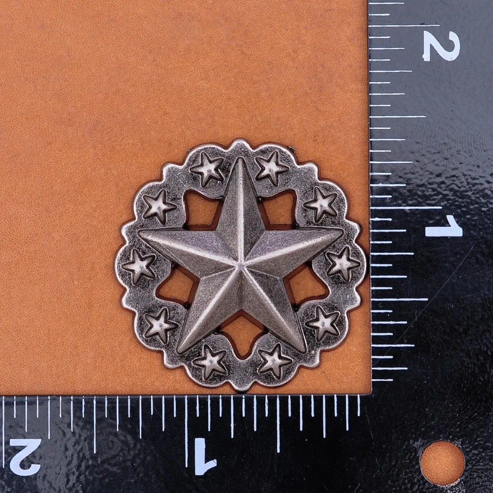 3.6X3.6CM 10pcs Punk Vintage Silver Western Texas Star Stud Rivet Leathercraft Saddle Conchos for leather rivet back