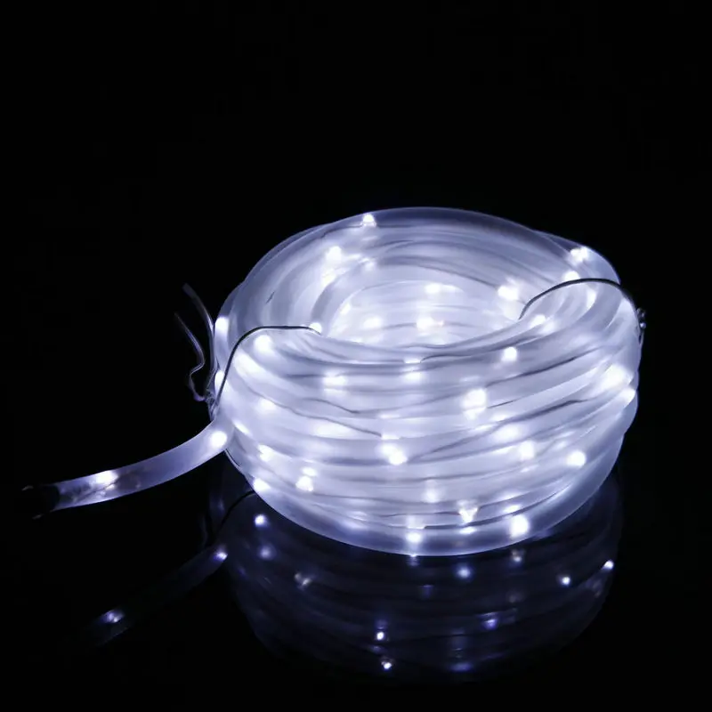 

12M Solar Powered Rope Tube fairy String Light 100LEDs Ourdoor Xmas Garden Christmas party Tree flexible copper wire Strip Lamp