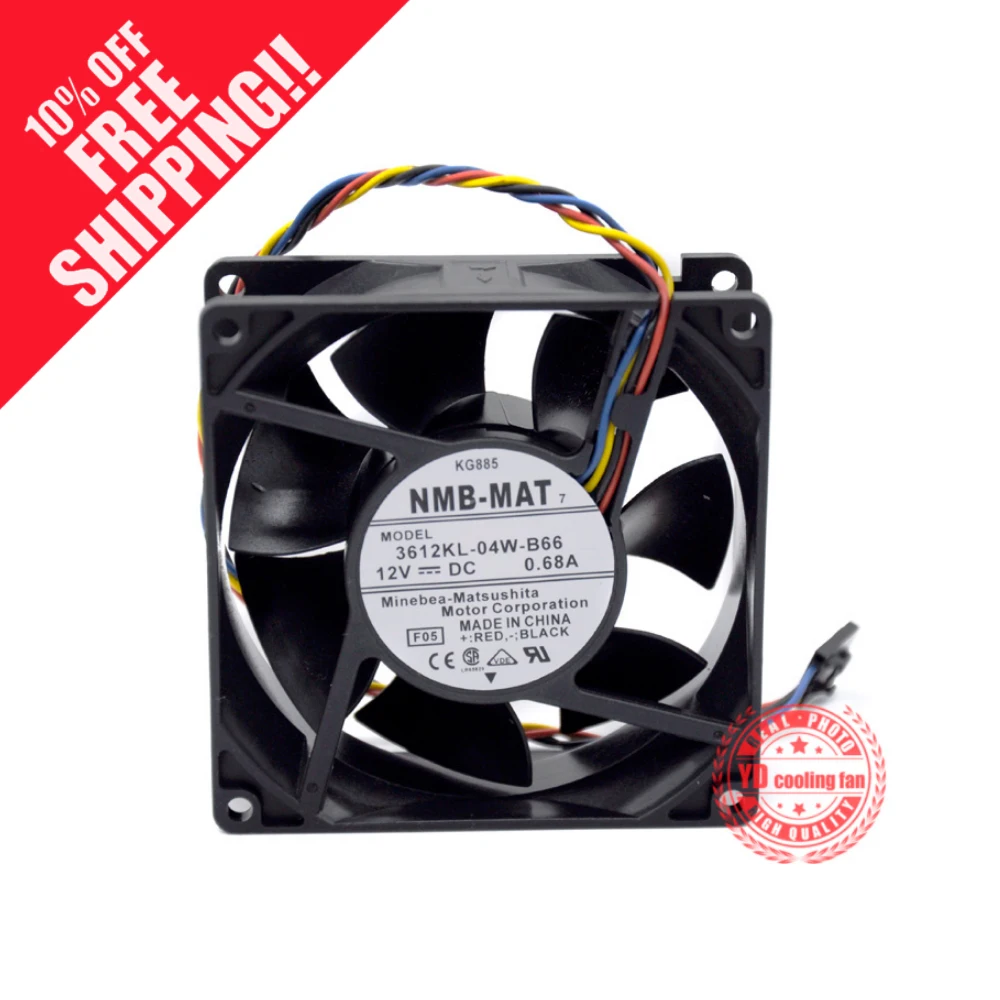 NEW NMB-MAT Minebea 3612KL-04W-B66 12V 0.68A 9032 4PIN FOR dell Server cooling fan