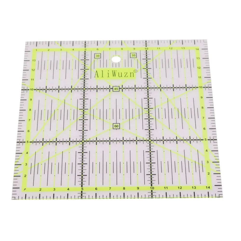 1 Pcs 15*15cm Acrylic Material Tailor Cutting Ruler Students Diy Handwork Square Square Feet Light Green Scale Clear