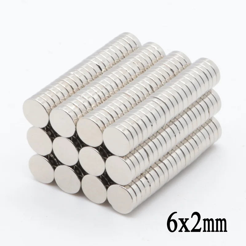 

500pcs 6x2mm bulk small round NdFeB disk magnet diameter 6mm x 2mm strong rare earth neodymium iron boron magnet