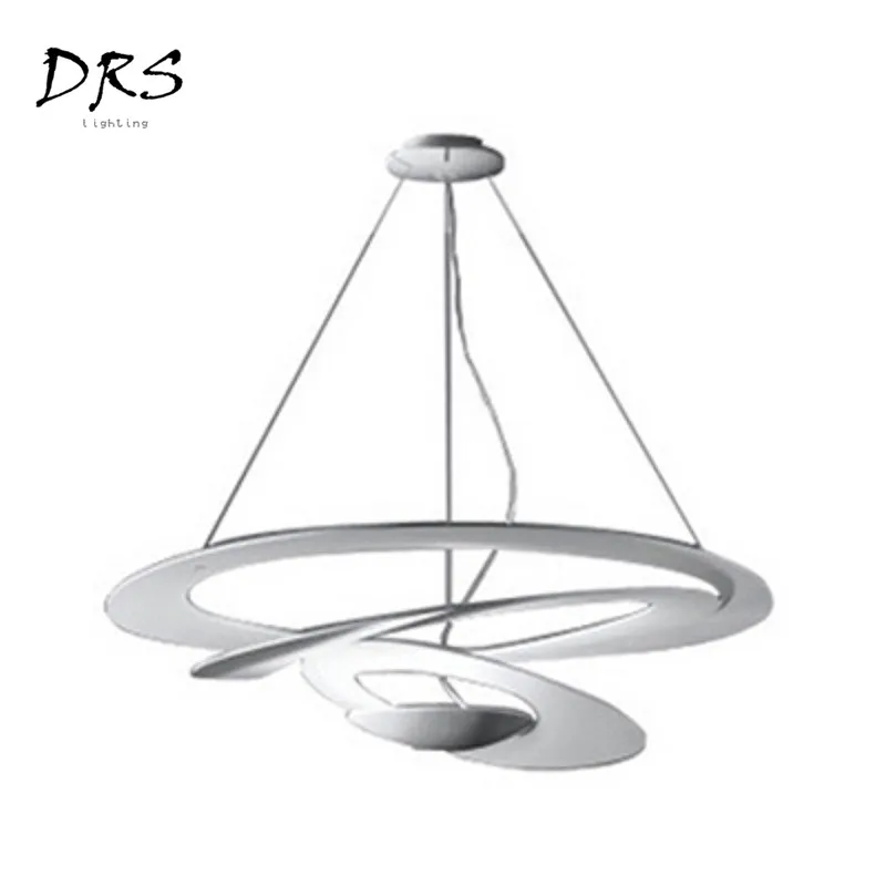 Post Modern Creative Iron Pendant Lights White Spiral Multilayer Ring Hanglamp Corridor Artistic Suspension Luminaire Lighting