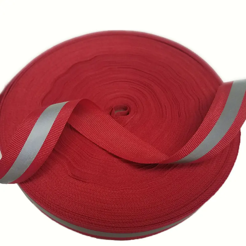 

High Quality 16MM Reflective Polyester Bia Grosgrain Ribbon Red/Sliver Color 50 Yards For One Roll Factory Hot Sale