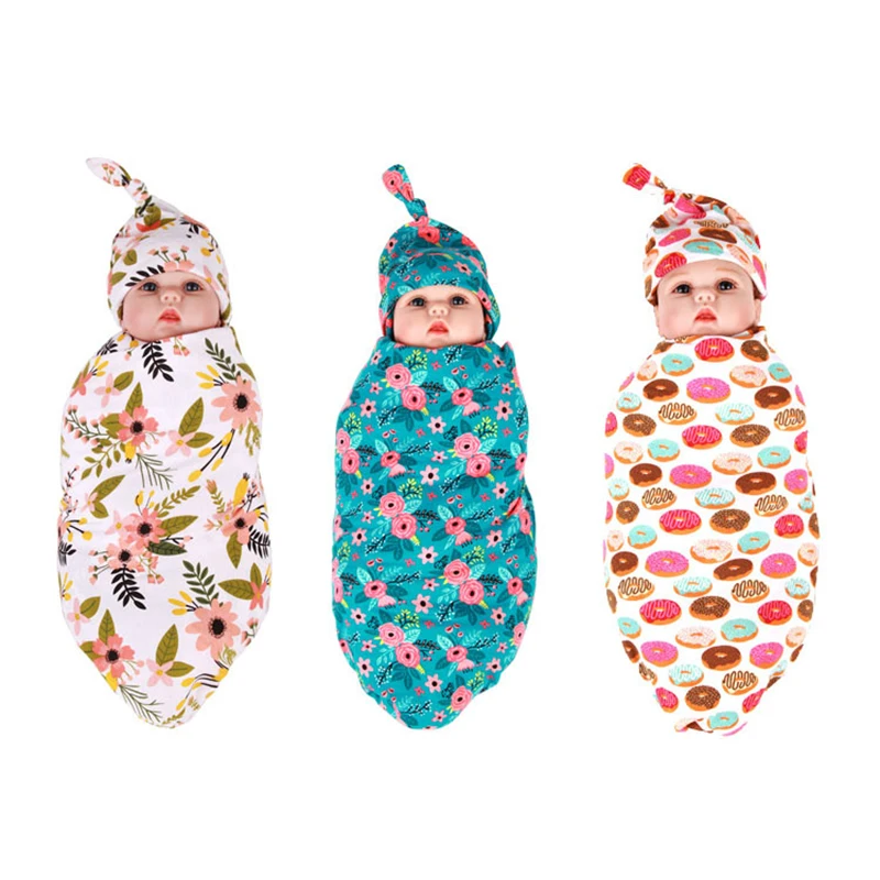 Pasgeboren Inbakeren Zak Slaap Zak Inbakeren Deken Beanie set Pasgeboren Hoed Nemen Home Outfit Photo Props Baby Shower Gift