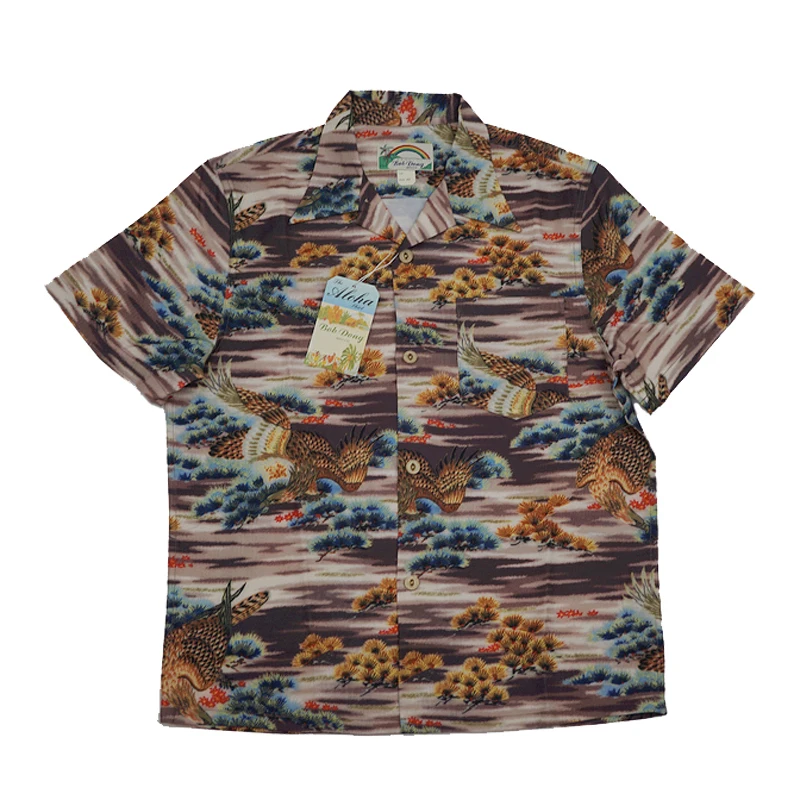 

BOB DONG Eagle Pine Tree Print Aloha Hawaiian Shirts Summer Vintage Tee For Men