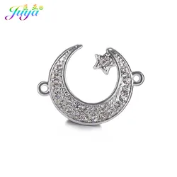 Supplies For Jewelry Cz Rhinestones Silver Color Allah Muslim Crescent Moon Charm Connectors For Islamic Jewelry DIY Making