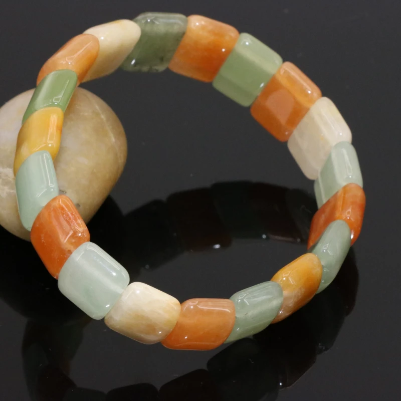 Pulsera elástica de turmalina de ónix Multicolor para mujer, joyería de moda, colocación de múltiples elementos, superventas