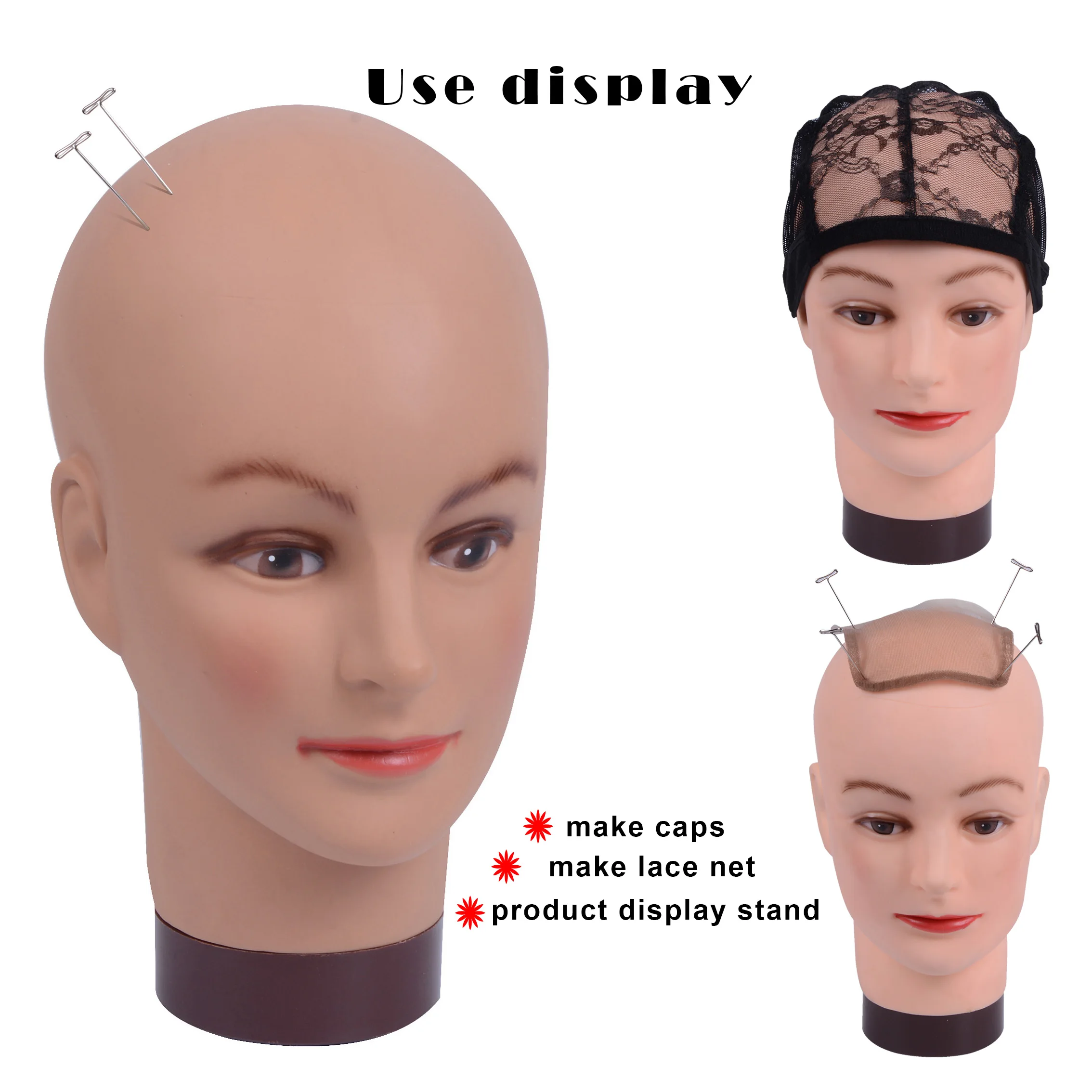 Bald Mannequin หัว Clamp หุ่นนางแบบหญิงสำหรับวิกผมทำหมวก Manikin Head สำหรับ Makeup Practice