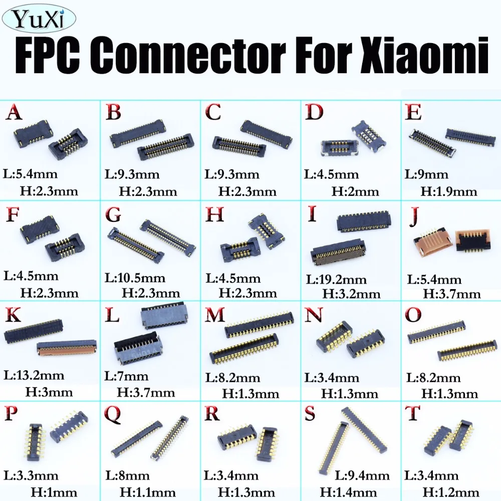 

YuXi 1pcs FPC FFC Connector Port Plug for LCD display/touching on Mainboard For Xiaomi mi2/mi3/mi4/mi Note for Redmi replacement