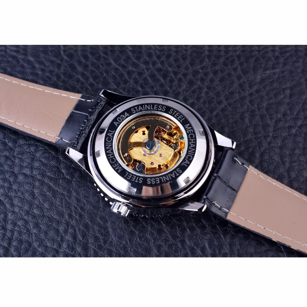 Jaragar Calibration Dial Display Golden Movement Inside Transparent Case  Mens Watch Top Brand Luxury Male Wrist Watch Automatic