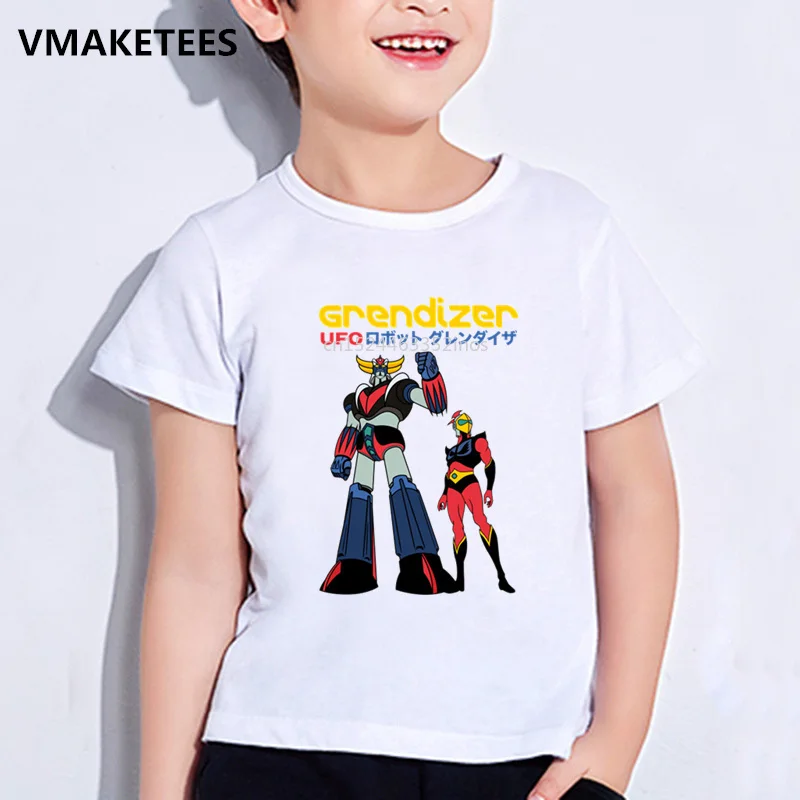 Kids Summer Short Sleeve Girls & Boys T shirts Japan Robot Grendizer Anime Print Children's T-shirt Funny Baby Clothes,HKP5244