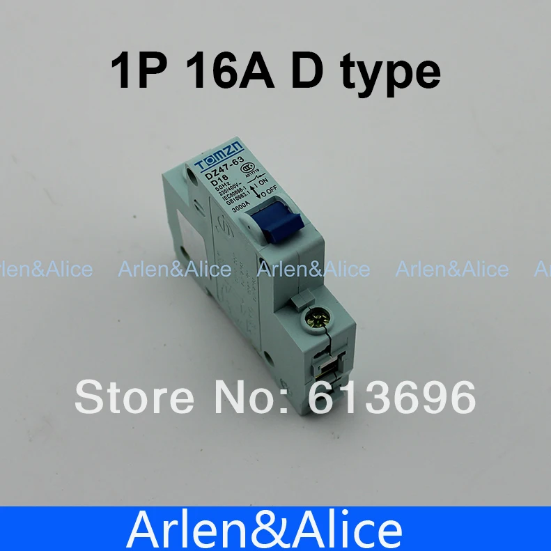 1P 16A D type 240V/415V 50HZ/60HZ Mini Circuit breaker MCB C45