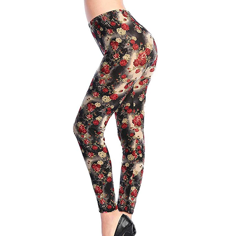 YSDNCHI Fitness Trousers Flower Print Leggings Women Pants Top Quality Casual Mid New Arrived Seamless Sport Leggins