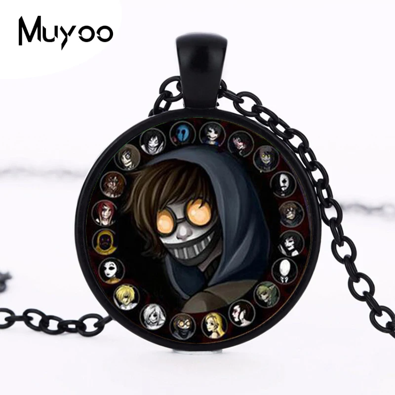 Fashion Accessory Gift For Kids Hot Creepypasta CREEPY PASTA TICCI TOBY Necklace Glass Bronze Pendant chain JEFF THE KILLER HZ1