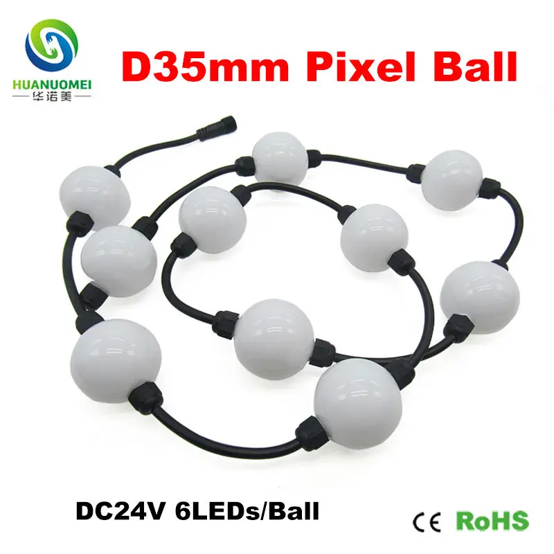 digital full color D35mm 6LEDs UCS1903 LED Pixel Ball Light, 3535 SMD RGB LED,UCS1903 chip,6LEDs/Ball,20Balls/string,DC24V input