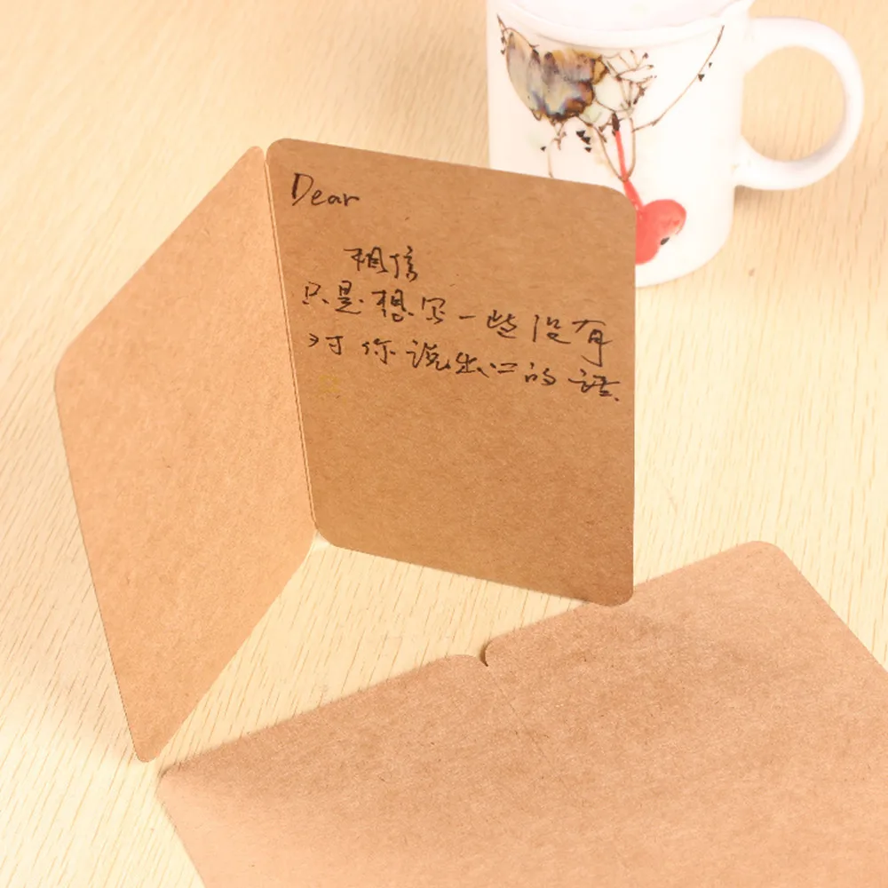 

DHL 20*15cm Blank Card DIY Creative Invitations Congratulation Wish Greeting Card Booking Message Cards Kraft Paper Folding