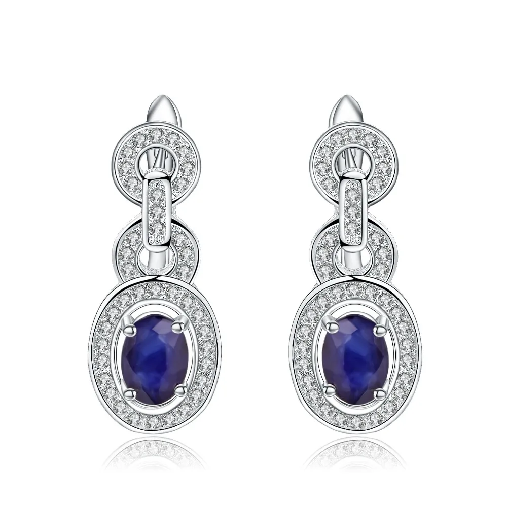 GEM\'S BALLET 1.89Ct Natural Blue Sapphire Vintage Earrings 925 Sterling Silver Gemstone Drop Earrings For Women Wedding Jewelry