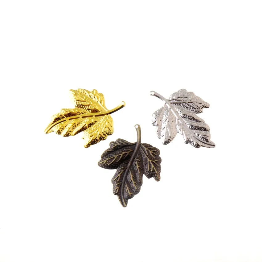 Zestaw 30 szt. filigranowych liści do dekoracji DIY, łączniki, ozdoby, elementy do wyrobu biżuterii, 43x31mm