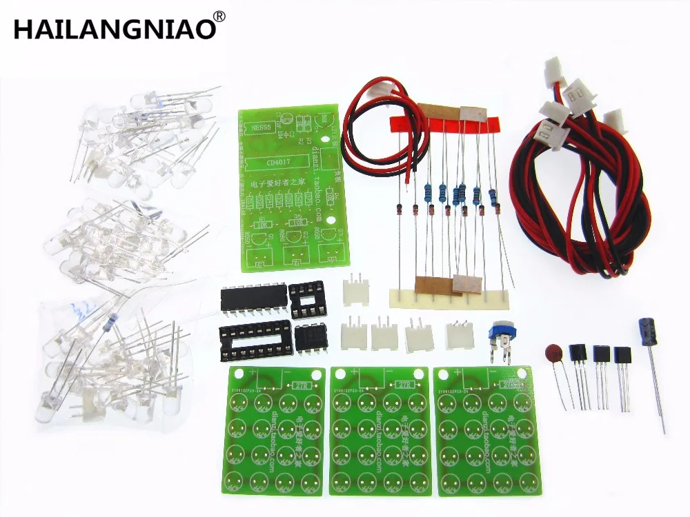 Flashing LED Suite NE555 CD4017 + Flash Cahaya Ledakan-bukti Diri DIY Elektronik Kit DIY KIT untuk Self-Assembly