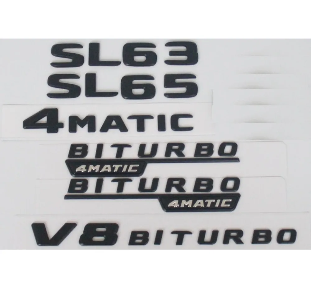 

Flat Matte Black Trunk Letters Badges Emblems for Mercedes Benz SL55 SL63 SL65 V8 V12 BITURBO KOMPRESSOR