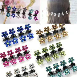 12PCS New Baby Mini Plum Crystal Hair Claws Hairpins Girls Hair Accessories Children Hair Clips Kids Headwear Princess Barrette