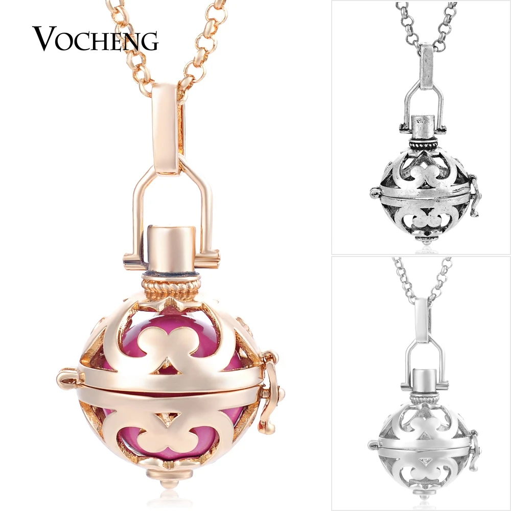 

10pcs/lot Vocheng Pregnant Necklace Perfume Locket 3 Colors Interchangeable Locket Pendant with Stainless Steel Chain VA-213*10