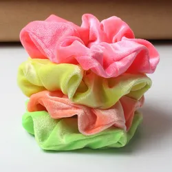 3pcs/lot Neon Scrunchies Hair Elastic Hair Ties Colorful Ponytail Holders Bright Hair Accessories Velvet Scrunchies For Women