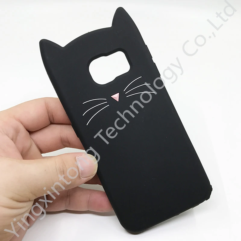 Cute Cat Ears Phone Case For Samsung Galaxy S6 S7edge J4+ J4 Plus 2018 3D Cartoon Shockproof Soft Silicone Back Cover