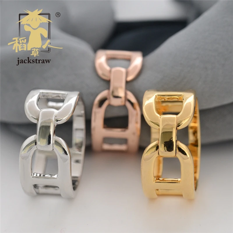 JACKSTRAW H style 3 color plating copper high quality scarf ring buckle no hook silk Environmental protection materials