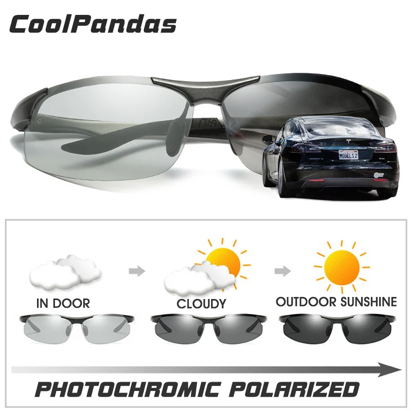 Coolpandas Driving Photochromic Polarized Sunglasses Men Aluminum Day Night Vision Goggles Sun glasses oculos de sol masculino