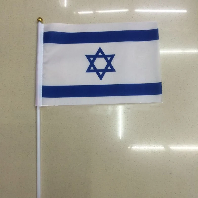 Israeli flag Israel hand wave flags 14 * 21CM decorative celebration polyester National Flag 5pcs