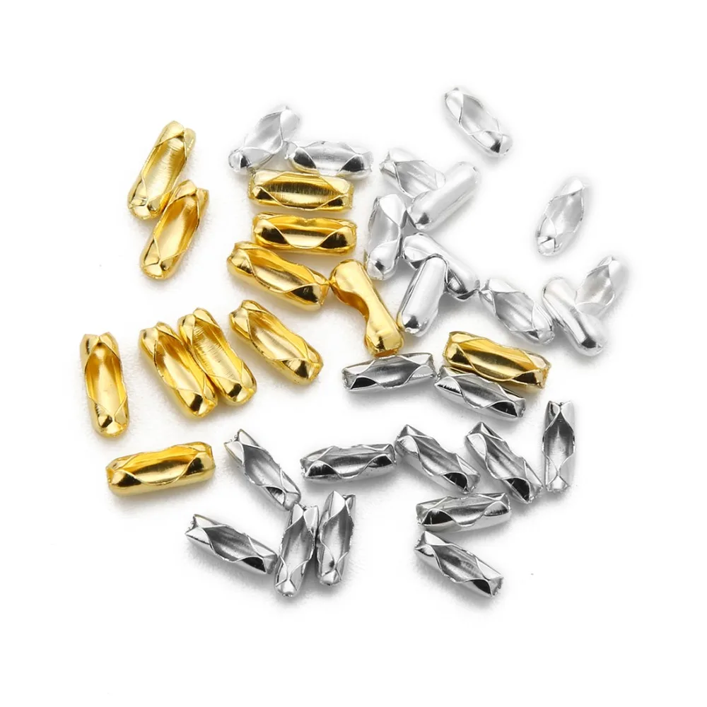 100pcs Diameter 1.5 2 2.4mm Ball Chain Connectors Clasps Gold/Silver Rhodium Metal Clasps Connectors For DIY Jewelry Making