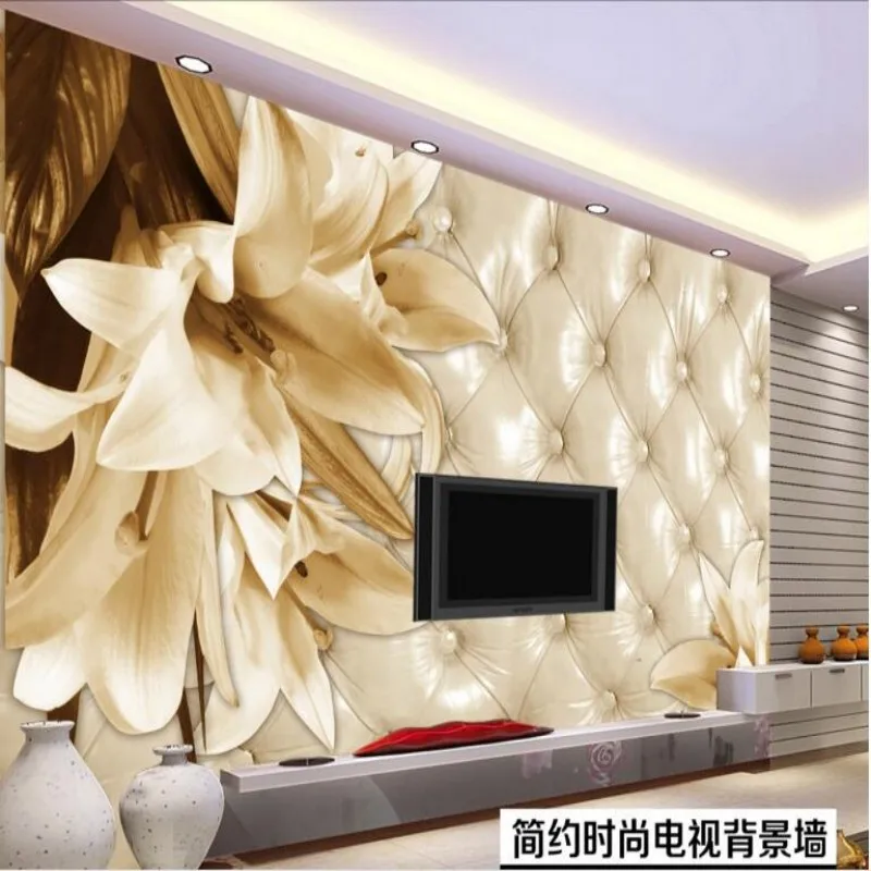 

Custom Fantasy Fashion soft decoration Flower Photo TV Decoration Bedroom Living Room Background Mural wallpaper for walls 3 d