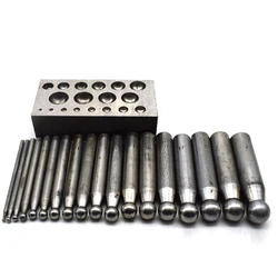 18PCS High Quality Steel Dapping Doming Punch Set Doming Punches and Dapping Block Kit Jewelry Shaping Foriming Tool