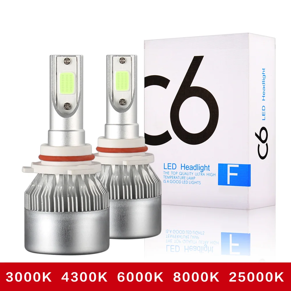 

2x H7 LED H11 H4 Hi/Lo H1 H3 H8 HB1 HB3 HB4 HB5 PS24W HIR2 H13 H16 H27 9005 Car Headlight Bulbs 3000K 4300K 6000K 8000K COB C6