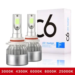 2x H7 LED H11 H4 Hi/Lo H1 H3 H8 HB1 HB3 HB4 HB5 PS24W HIR2 H13 H16 H27 9005 Car Headlight Bulbs 3000K 4300K 6000K 8000K COB C6