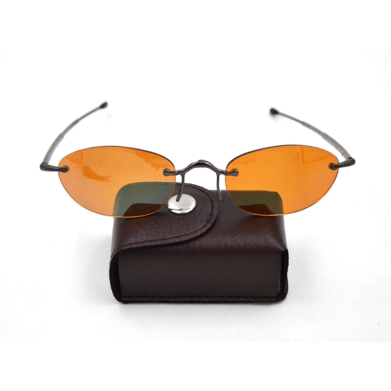 Women Folding Sunglasses  Flexible Men Foldable Spectacles Rimless Gafas Telescopic Temple Send With Leather Case H5