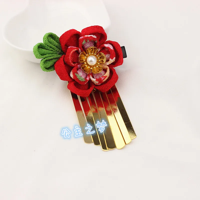 

Japanese Style Hair Pin Kanzashi Clips Flower Coppered Tassel Graduation Adult Ornament Come of Age Kimono Yukat HW021-01