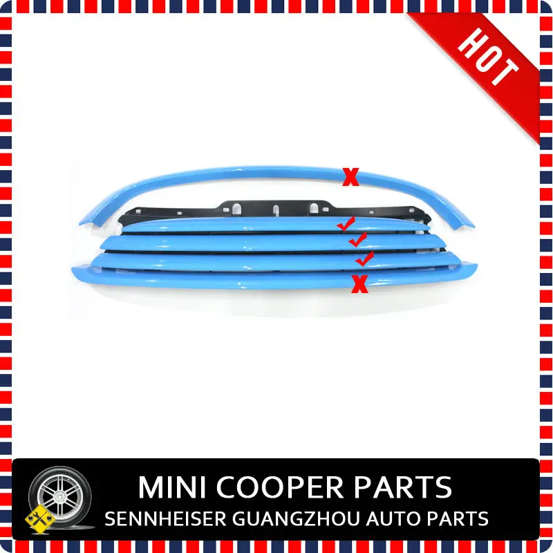 

Brand New ABS Plastic Mini Ray Style Blue Color Cooper Model Front Grille Trims For mini cooper R55 R56 R57 R58 R59 (3Pcs/set)