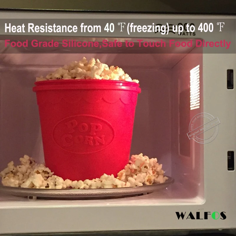 WALFOS FOOD GRADE Silicone Popcorn Container  DIY Silicone Microwave Popcorn Maker Bucket  As Seen On TV